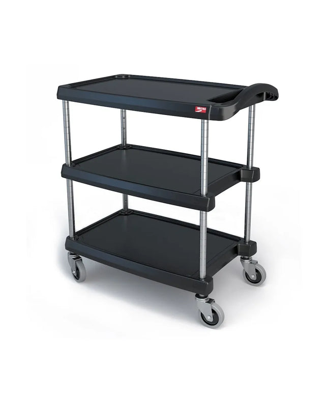 Xe Đẩy Phục Vụ Metro MY1627-34BL 3 Tầng Polymer Tải Trọng 181.41 kg Thành Chống Trượt