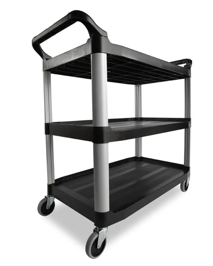 Xe Đẩy Phục Vụ Rubbermaid FG409100BLA 3 Tầng Polymer Tải Trọng 136.05 kg Thành Cao