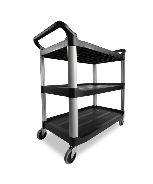 Xe Đẩy Phục Vụ Rubbermaid FG409100BLA 3 Tầng Polymer Tải Trọng 136.05 kg Thành Cao