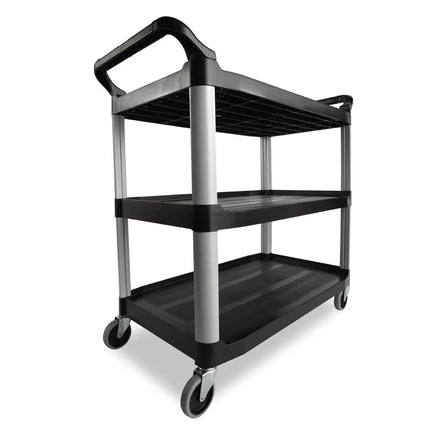 Xe Đẩy Phục Vụ Rubbermaid FG409100BLA 3 Tầng Polymer Tải Trọng 136.05 kg Thành Cao