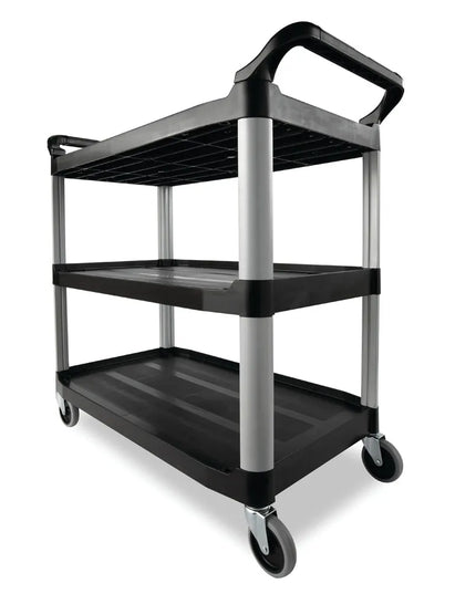 Xe Đẩy Phục Vụ Rubbermaid FG409100BLA 3 Tầng Polymer Tải Trọng 136.05 kg Thành Cao