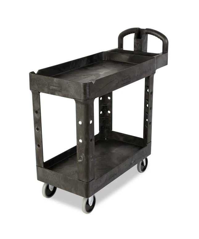 Xe Đẩy Phục Vụ Rubbermaid FG450088BLA 2 Tầng Polymer Tải Trọng 226.76 kg Thành Cao
