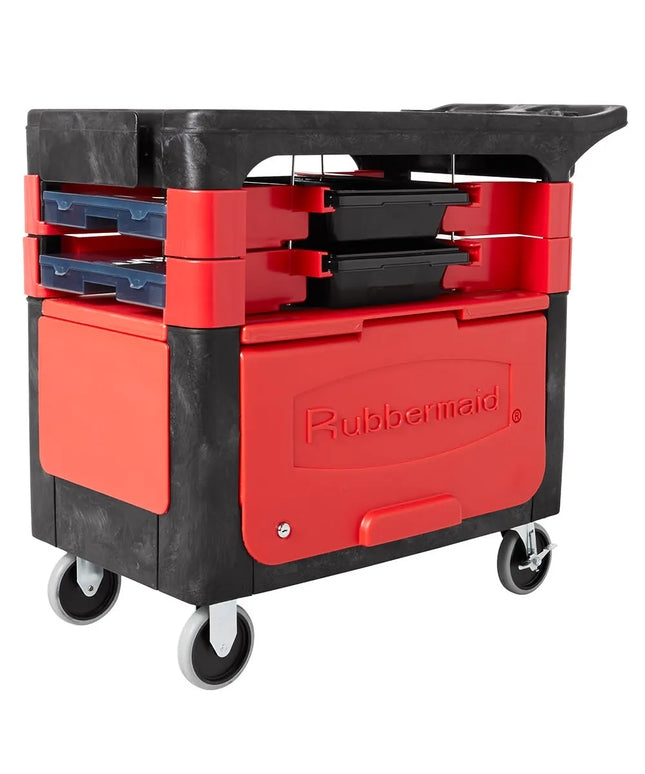 Xe Đẩy Phục Vụ Rubbermaid FG618088 BLA 2 Tầng Polymer Tải Trọng 149.66 kg Thành Phẳng