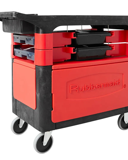 Xe Đẩy Phục Vụ Rubbermaid FG618088 BLA 2 Tầng Polymer Tải Trọng 149.66 kg Thành Phẳng