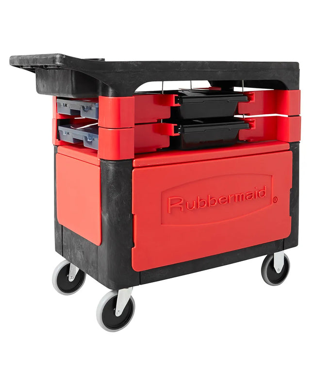 Xe Đẩy Phục Vụ Rubbermaid FG618088 BLA 2 Tầng Polymer Tải Trọng 149.66 kg Thành Phẳng