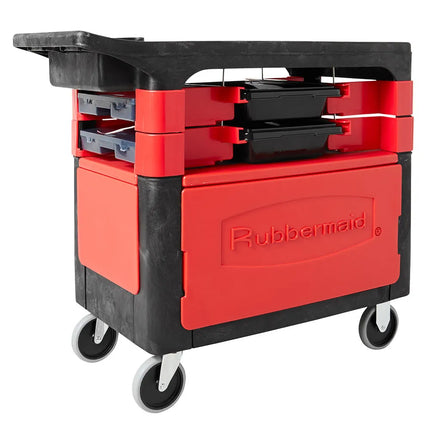 Xe Đẩy Phục Vụ Rubbermaid FG618088 BLA 2 Tầng Polymer Tải Trọng 149.66 kg Thành Phẳng