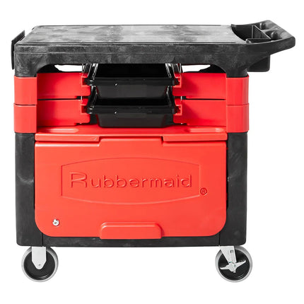 Xe Đẩy Phục Vụ Rubbermaid FG618088 BLA 2 Tầng Polymer Tải Trọng 149.66 kg Thành Phẳng
