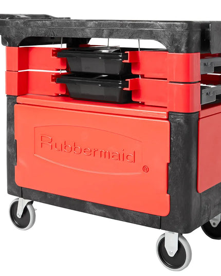 Xe Đẩy Phục Vụ Rubbermaid FG618088 BLA 2 Tầng Polymer Tải Trọng 149.66 kg Thành Phẳng
