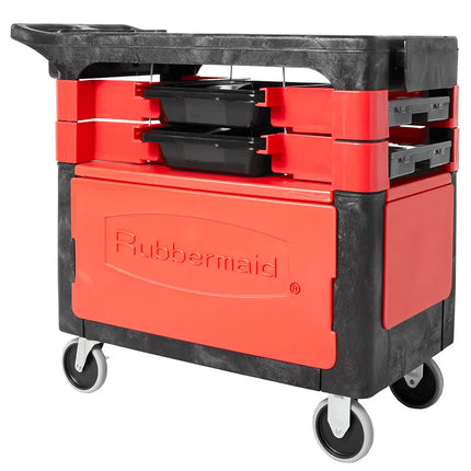 Xe Đẩy Phục Vụ Rubbermaid FG618088 BLA 2 Tầng Polymer Tải Trọng 149.66 kg Thành Phẳng