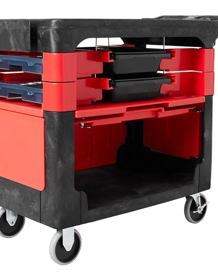 Xe Đẩy Phục Vụ Rubbermaid FG618088 BLA 2 Tầng Polymer Tải Trọng 149.66 kg Thành Phẳng