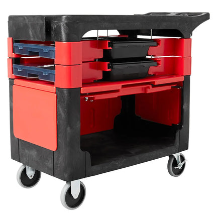 Xe Đẩy Phục Vụ Rubbermaid FG618088 BLA 2 Tầng Polymer Tải Trọng 149.66 kg Thành Phẳng