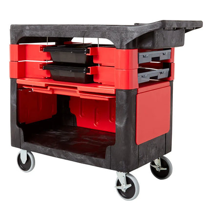 Xe Đẩy Phục Vụ Rubbermaid FG618088 BLA 2 Tầng Polymer Tải Trọng 149.66 kg Thành Phẳng