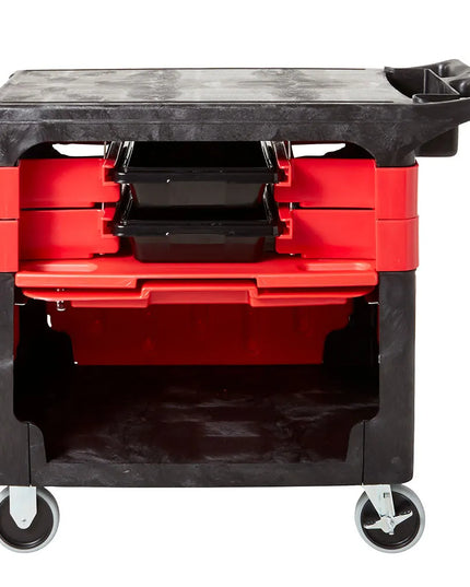 Xe Đẩy Phục Vụ Rubbermaid FG618088 BLA 2 Tầng Polymer Tải Trọng 149.66 kg Thành Phẳng