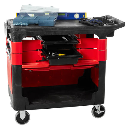 Xe Đẩy Phục Vụ Rubbermaid FG618088 BLA 2 Tầng Polymer Tải Trọng 149.66 kg Thành Phẳng