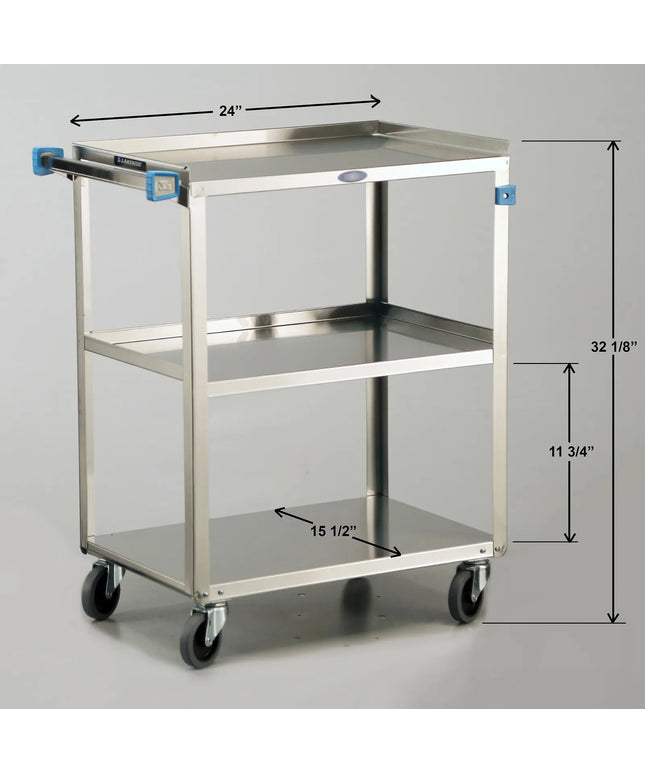 Xe Đẩy Tiện Ích Inox 3 Tầng Lakeside 311 Tải Trọng 136.05 kg, Gờ Cao