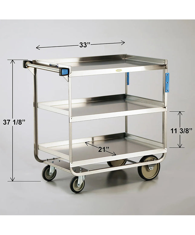 Xe Đẩy Tiện Ích Inox 3 Tầng Lakeside 544 Tải Trọng 317.46 kg, Gờ Nâng