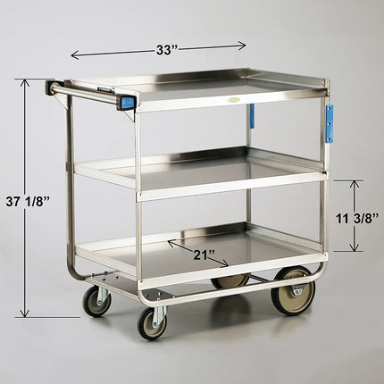 Xe Đẩy Tiện Ích Inox 3 Tầng Lakeside 544 Tải Trọng 317.46 kg, Gờ Nâng