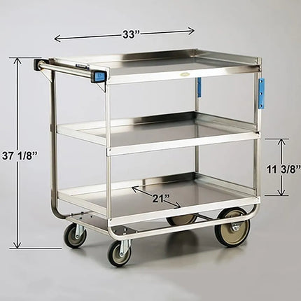 Xe Đẩy Tiện Ích Inox 3 Tầng Lakeside 744 Tải Trọng 317.46 kg, Gờ Nâng
