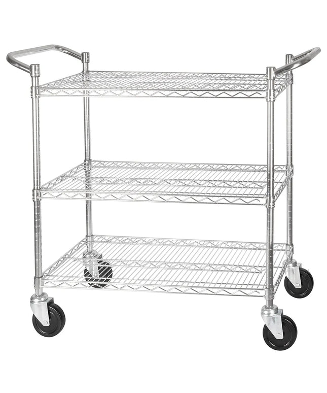 Xe Đẩy Tiện Ích Lưới 3 Tầng Winco VCCD-1836B Tải Trọng 362.81 kg, Gờ Phẳng, Mạ Crom
