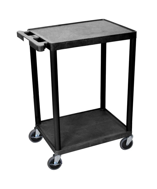 Xe Đẩy Tiện Ích Polymer 2 Tầng Luxor Tải Trọng 136.05 kg, Gờ Nâng, Đen (STC22-B)