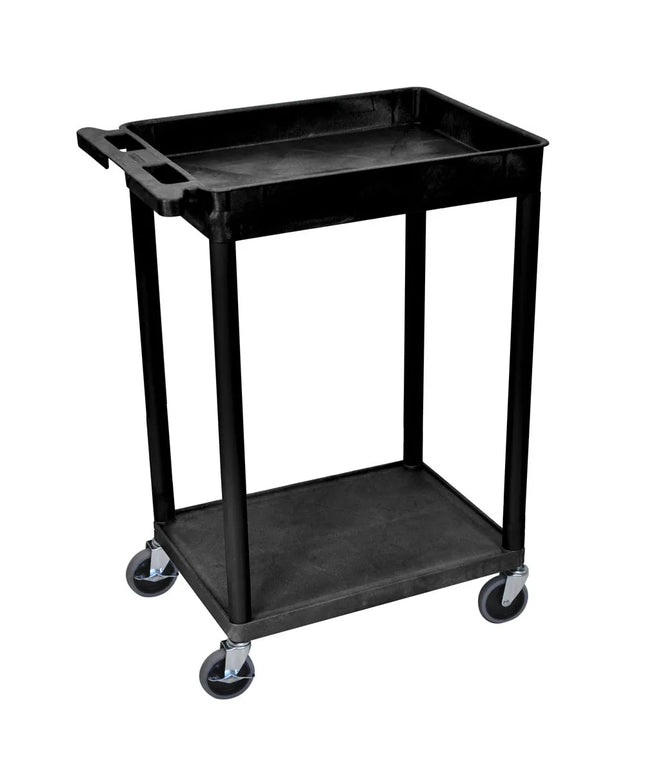 Xe Đẩy Tiện Ích Polymer 2 Tầng Luxor Tải Trọng 136.05 kg, Gờ Nâng, Đen (STC12-B)