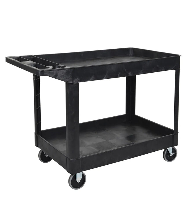 Xe Đẩy Tiện Ích Polymer 2 Tầng Luxor Tải Trọng 226.76 kg, Gờ Nâng, Đen (XLC11-B)