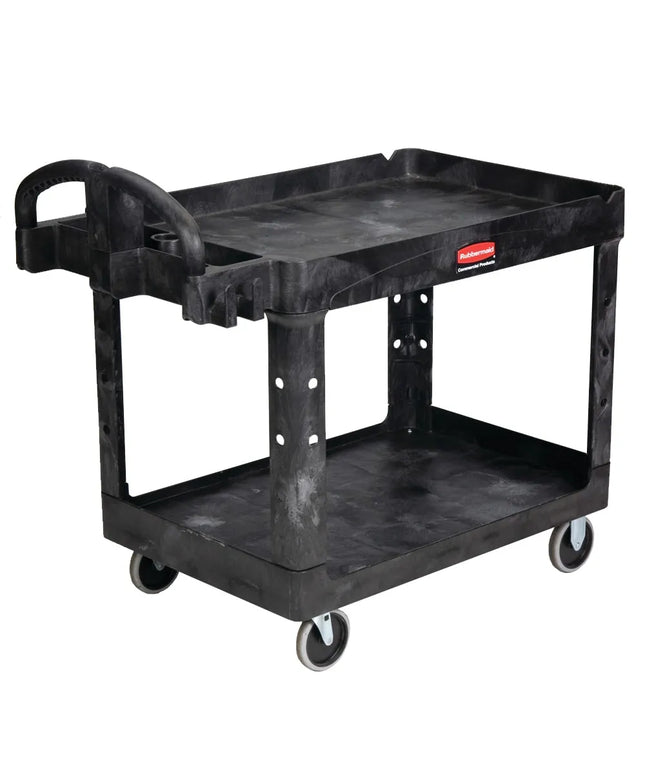 Xe Đẩy Tiện Ích Polymer 2 Tầng Rubbermaid FG452500 BLA Tải Trọng 226.76 kg, Gờ Phẳng