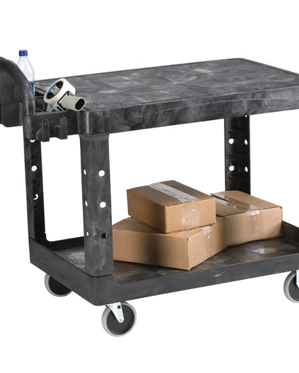Xe Đẩy Tiện Ích Polymer 2 Tầng Rubbermaid FG452500 BLA Tải Trọng 226.76 kg, Gờ Phẳng