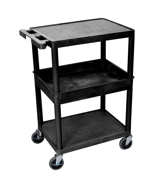 Xe Đẩy Tiện Ích Polymer 3 Tầng Luxor Tải Trọng 136.05 kg, Gờ Nâng (STC212-B)