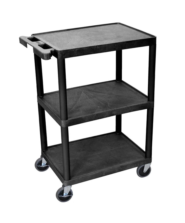 Xe Đẩy Tiện Ích Polymer 3 Tầng Luxor Tải Trọng 181.41 kg, Gờ Nâng (HE34-B)