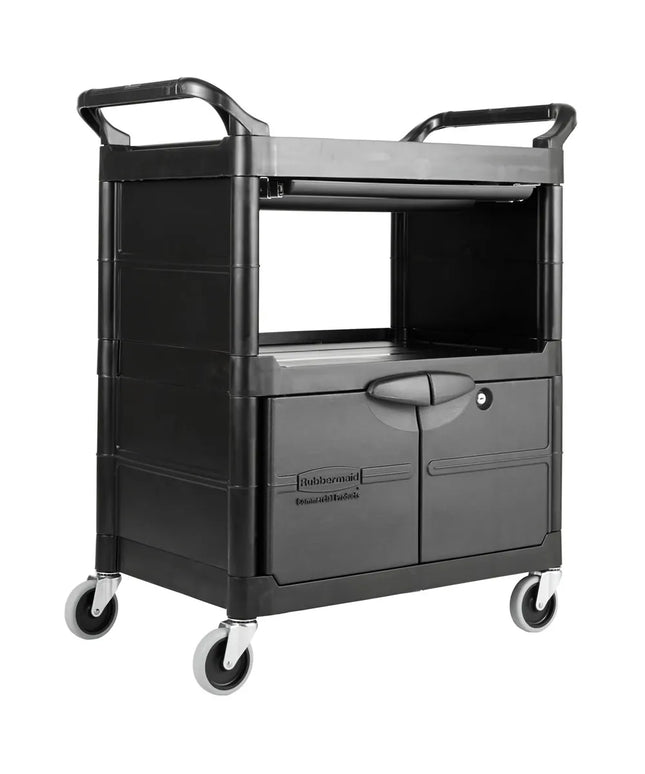 Xe Đẩy Tiện Ích Polymer 3 Tầng Rubbermaid FG345700BLA Tải Trọng 90.7 kg, Gờ Nâng