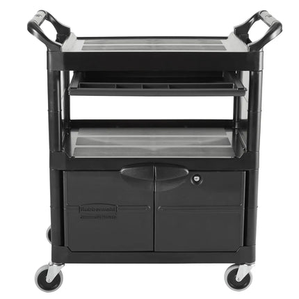 Xe Đẩy Tiện Ích Polymer 3 Tầng Rubbermaid FG345700BLA Tải Trọng 90.7 kg, Gờ Nâng