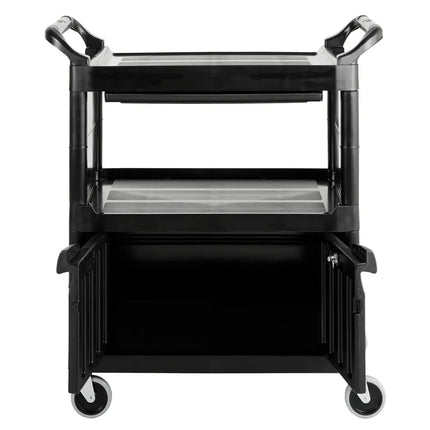 Xe Đẩy Tiện Ích Polymer 3 Tầng Rubbermaid FG345700BLA Tải Trọng 90.7 kg, Gờ Nâng