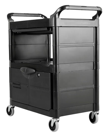 Xe Đẩy Tiện Ích Polymer 3 Tầng Rubbermaid FG345700BLA Tải Trọng 90.7 kg, Gờ Nâng