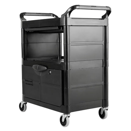 Xe Đẩy Tiện Ích Polymer 3 Tầng Rubbermaid FG345700BLA Tải Trọng 90.7 kg, Gờ Nâng