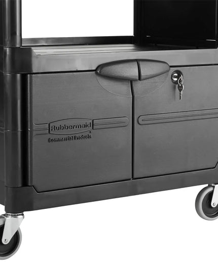 Xe Đẩy Tiện Ích Polymer 3 Tầng Rubbermaid FG345700BLA Tải Trọng 90.7 kg, Gờ Nâng