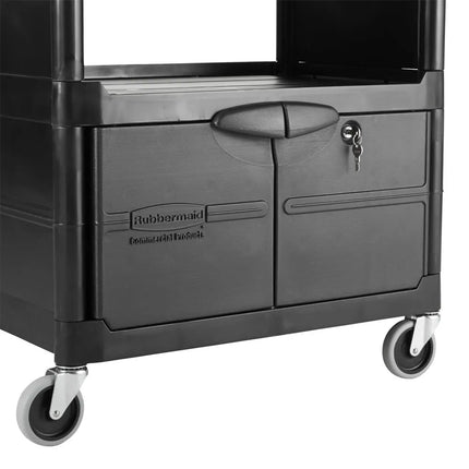Xe Đẩy Tiện Ích Polymer 3 Tầng Rubbermaid FG345700BLA Tải Trọng 90.7 kg, Gờ Nâng