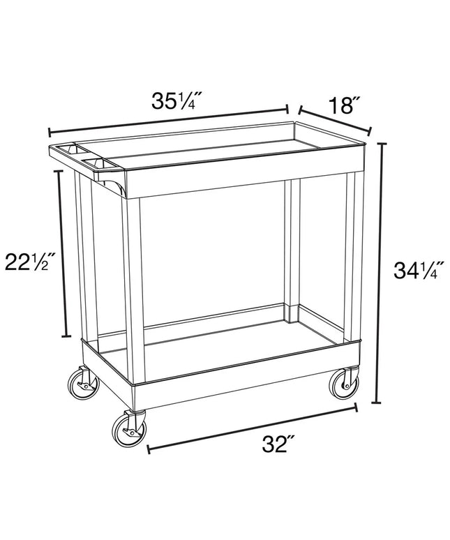 Xe Đẩy Tiện Ích Polymer Luxor 2 Tầng Tải Trọng 181.41 kg Thành Cao EC11-BU