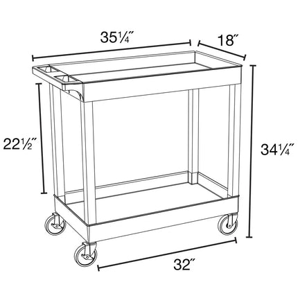 Xe Đẩy Tiện Ích Polymer Luxor 2 Tầng Tải Trọng 181.41 kg Thành Cao EC11-BU