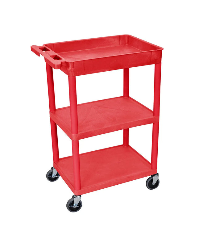 Xe Đẩy Tiện Ích Polymer Luxor 3 Tầng Tải Trọng 136.05 kg Thành Cao Đỏ RDSTC122RD