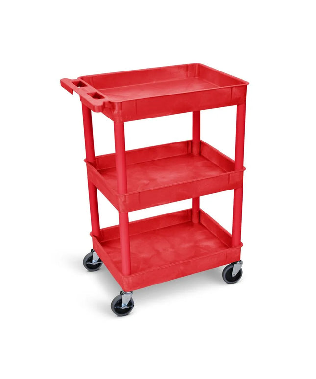 Xe Đẩy Tiện Ích Polymer Luxor 3 Tầng Tải Trọng 136.05 kg Thành Cao Đỏ RDSTC111RD