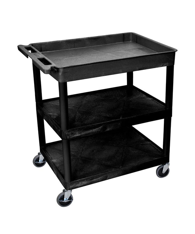 Xe Đẩy Tiện Ích Polymer Luxor 3 Tầng Tải Trọng 181.41 kg Thành Cao Đen TC122-B