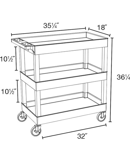 Xe Đẩy Tiện Ích Polymer Luxor 3 Tầng Tải Trọng 181.41 kg Thành Cao EC111-G
