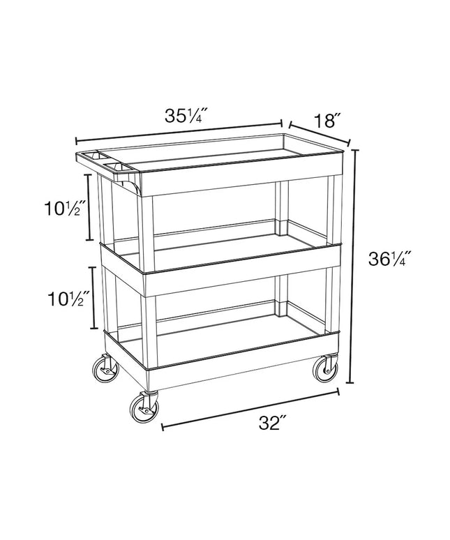 Xe Đẩy Tiện Ích Polymer Luxor 3 Tầng Tải Trọng 181.41 kg Thành Cao EC111-G