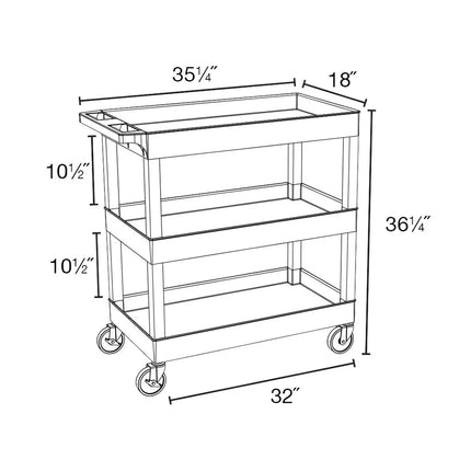 Xe Đẩy Tiện Ích Polymer Luxor 3 Tầng Tải Trọng 181.41 kg Thành Cao EC111-G