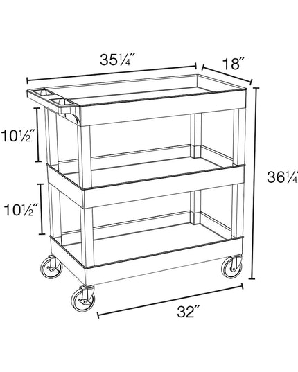 Xe Đẩy Tiện Ích Polymer Luxor 3 Tầng Tải Trọng 181.41 kg Thành Cao EC111-BU