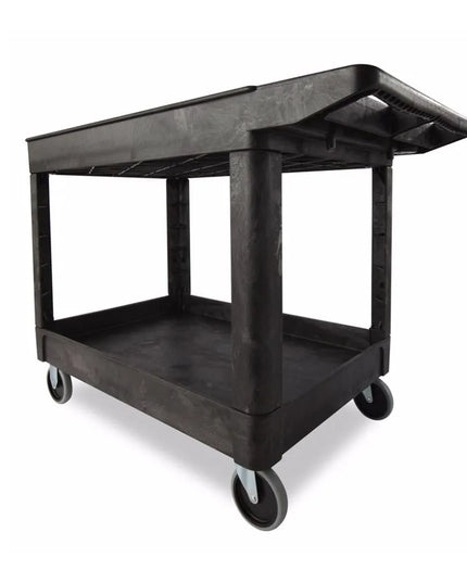 Xe Đẩy Tiện Ích Polymer Rubbermaid FG452089BLA 2 Tầng, Gờ Cao, Xốp Kết Cấu, Màu Đen