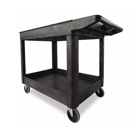 Xe Đẩy Tiện Ích Polymer Rubbermaid FG452089BLA 2 Tầng, Gờ Cao, Xốp Kết Cấu, Màu Đen