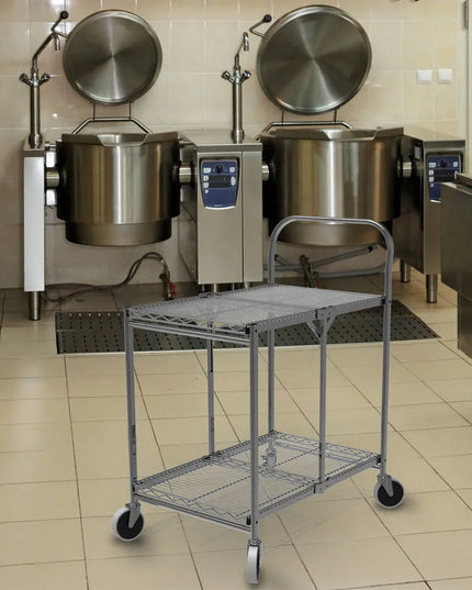 Xe Đẩy Tiện Ích Thép 2 Tầng Luxor WSCC-2 Tải Trọng 90.7 kg, Gờ Phẳng, Lưới