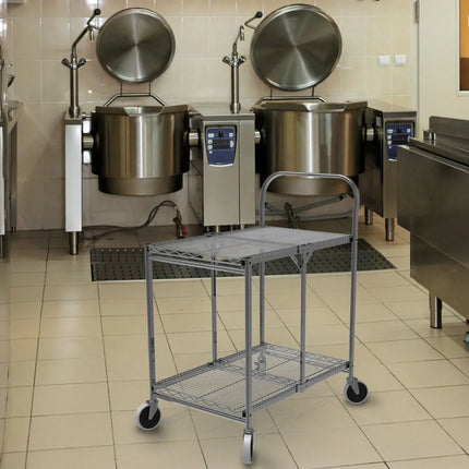 Xe Đẩy Tiện Ích Thép 2 Tầng Luxor WSCC-2 Tải Trọng 90.7 kg, Gờ Phẳng, Lưới